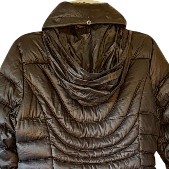 A.N.A. Black Packable Premium Down Puffer Jacket Long Sleeve Stow Away Hood   S - Picture 6 of 10